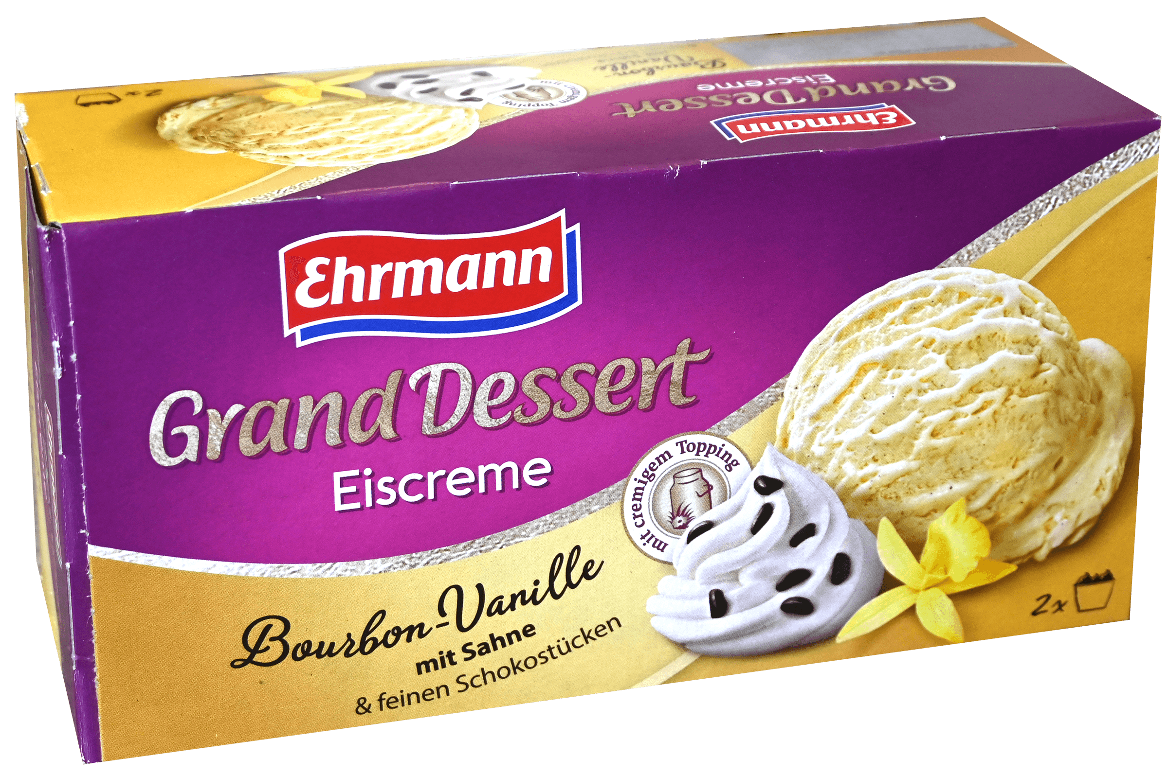 2 pakken Ehrmann IJs Bourbon-Vanille 330ml