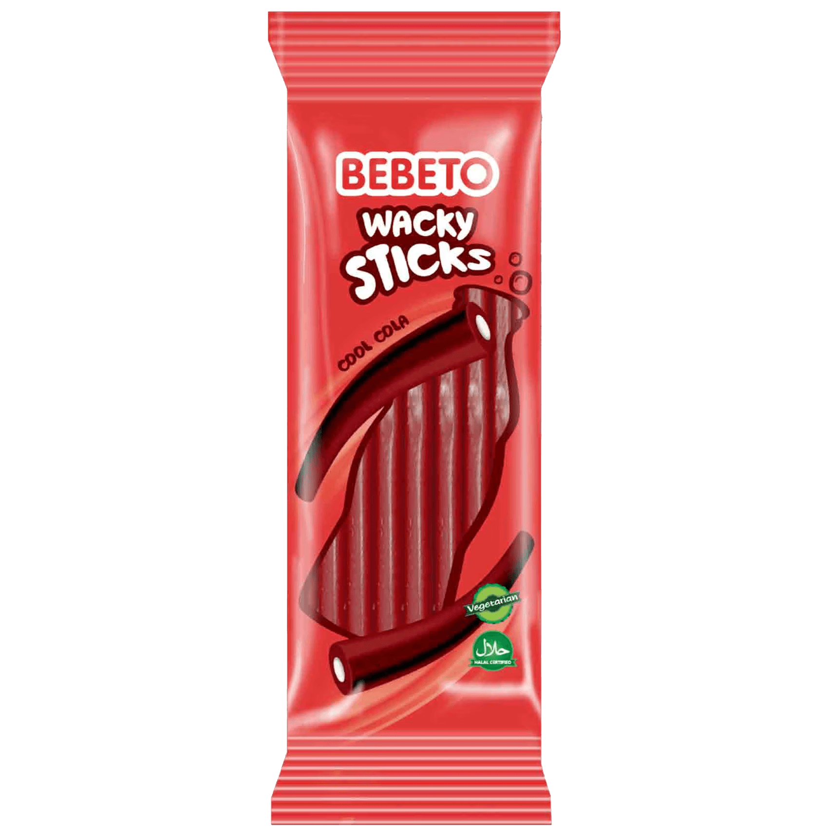 2 Zakken Bebeto Candy Wacky Sticks Cool Cola 180g