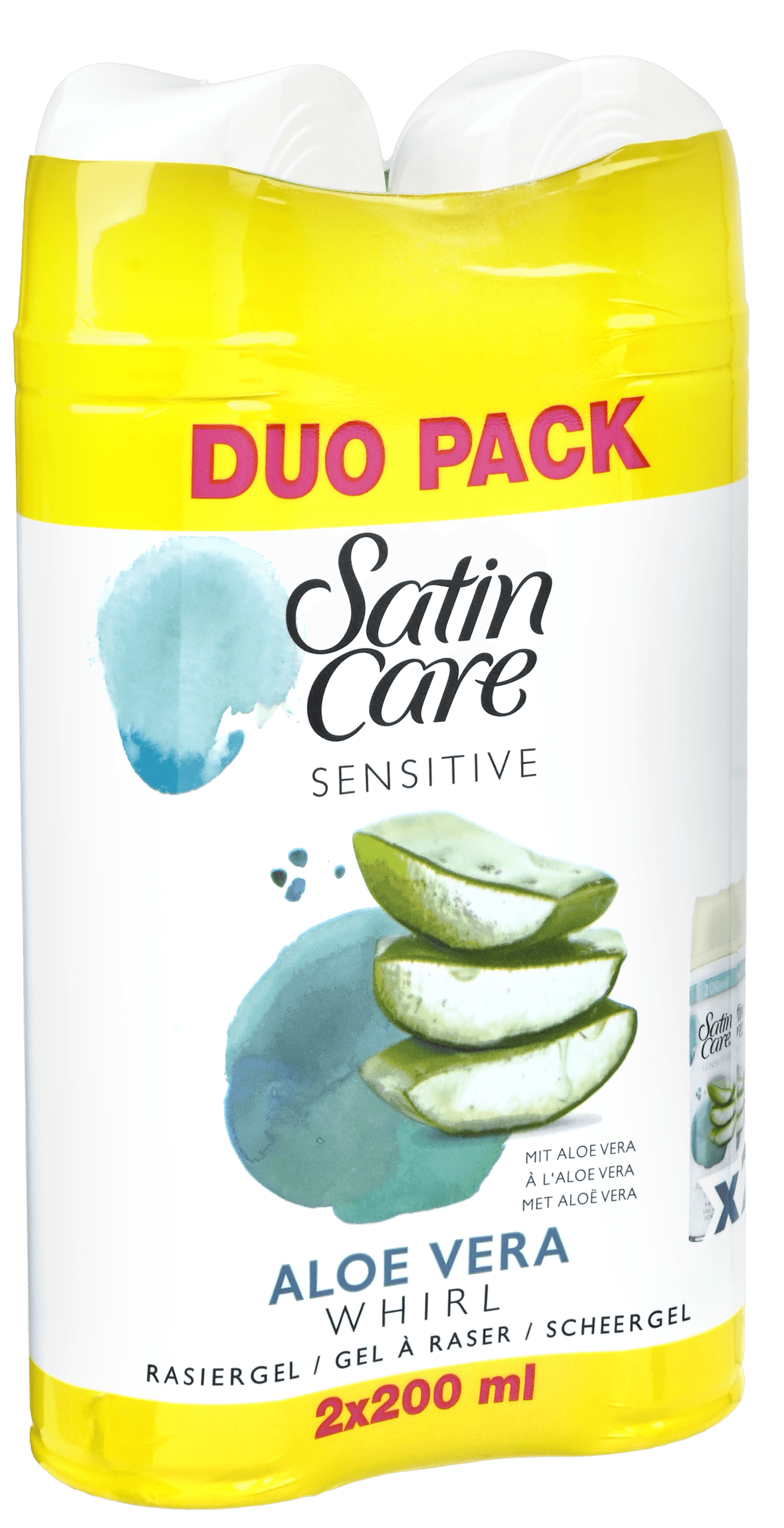 2 bussen Gillette Satin Care Scheergel Sensitive Aloe Vera 200ml