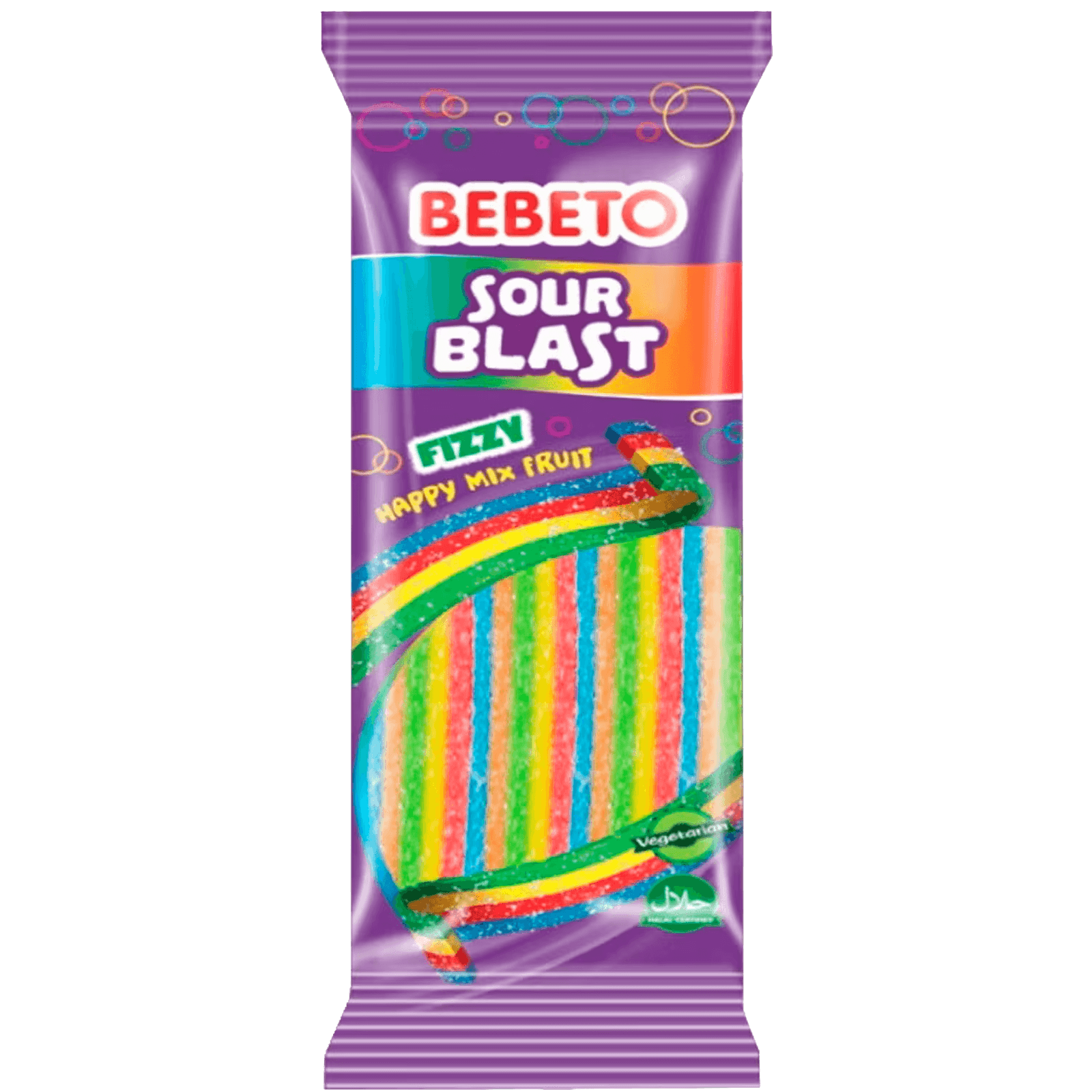 2 zakken Bebeto Candy Sour Blast Fizzy Mix Fruit 180g