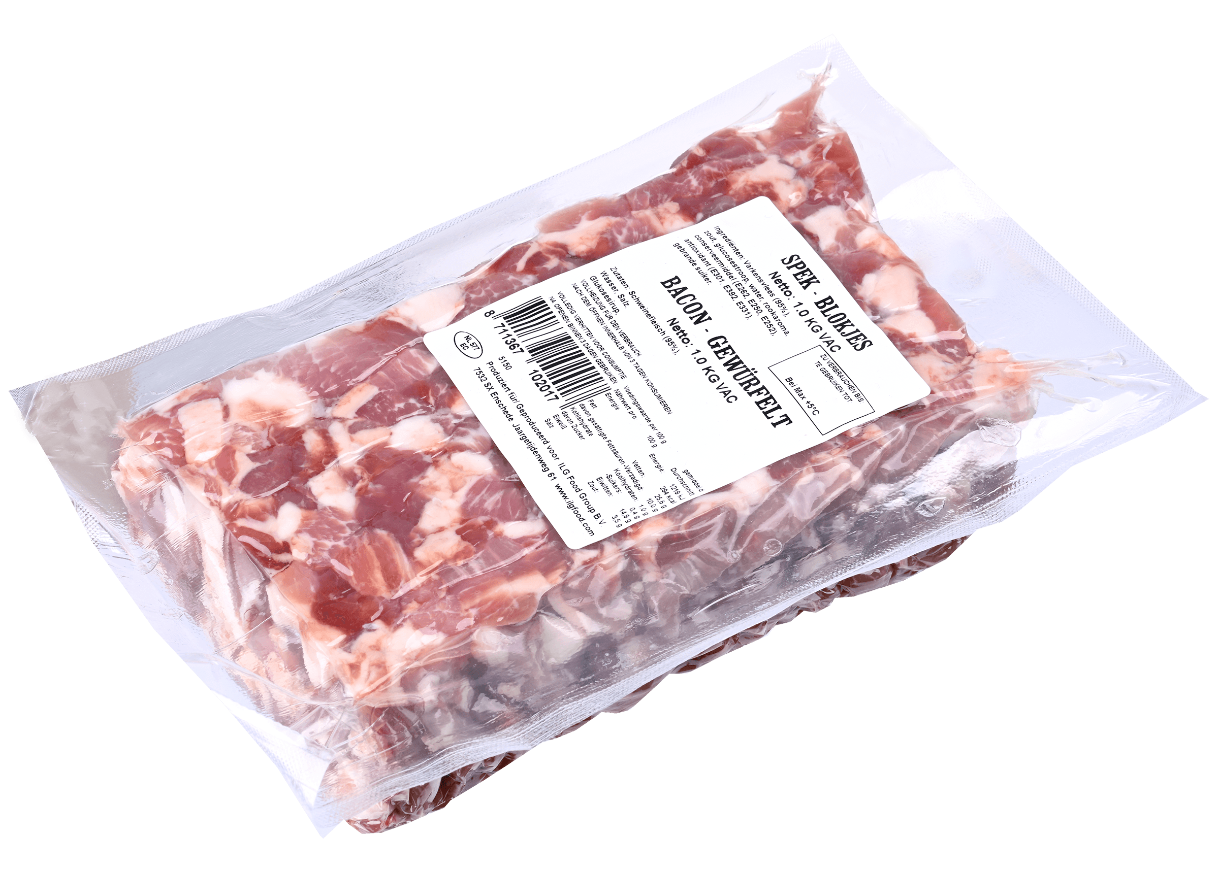 Gerookte Spekblokjes ca. 1kg
