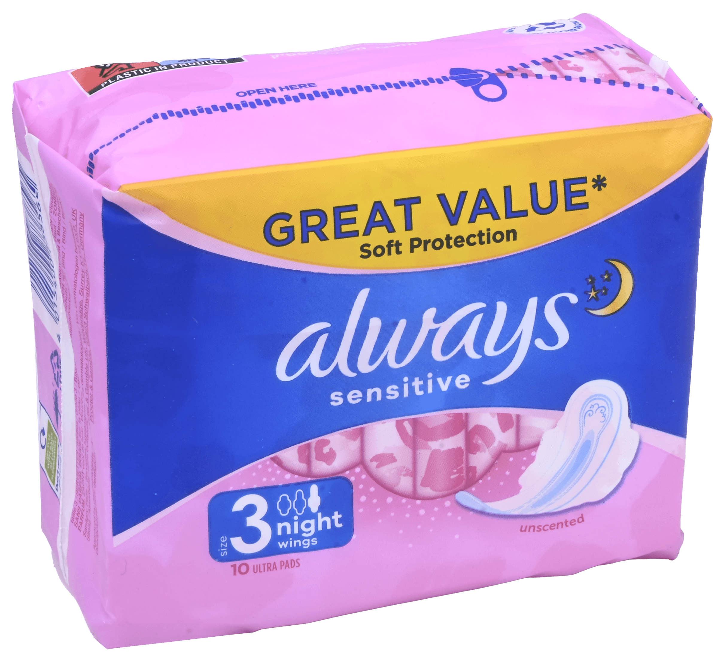 2 pakken Always Night Pads Sensitive 10st