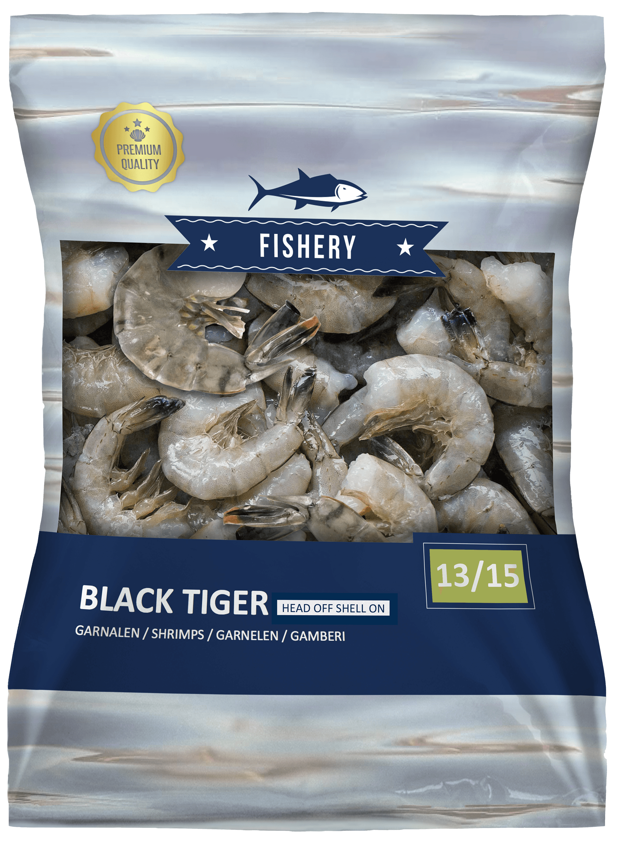 Black Tiger Garnalen 13/15 zonder kop met schaal