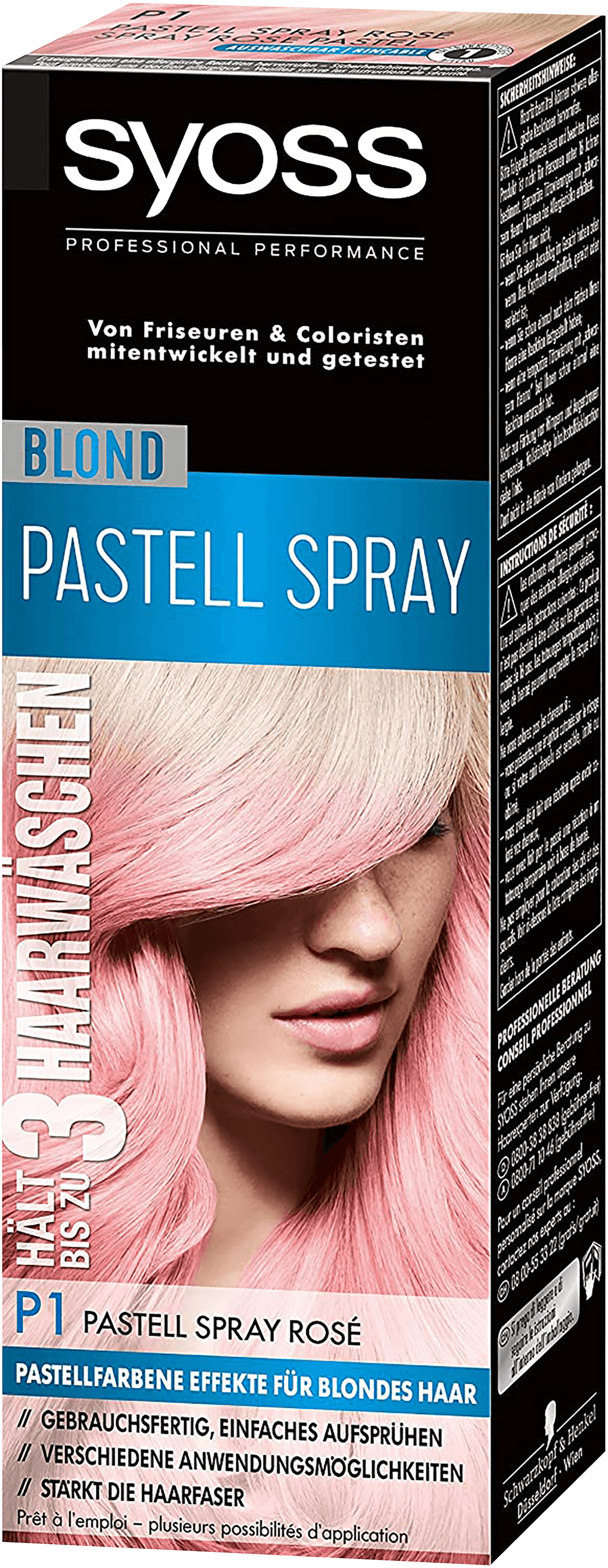 3 stuks Syoss Color Spray Rose Pastel 125ml