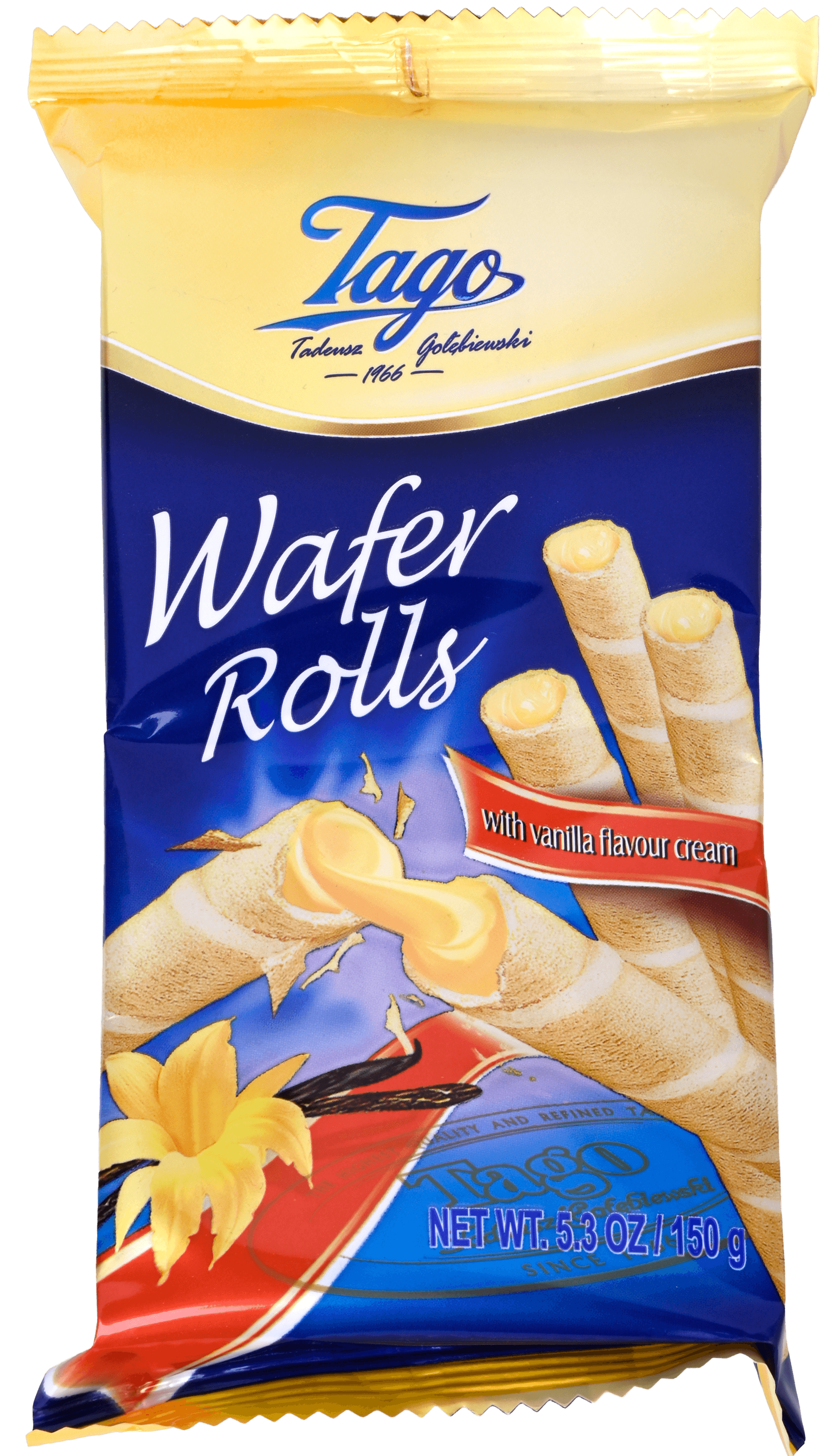 2 Pakken Tago Wafer Rolls Vanilla Cream 150g
