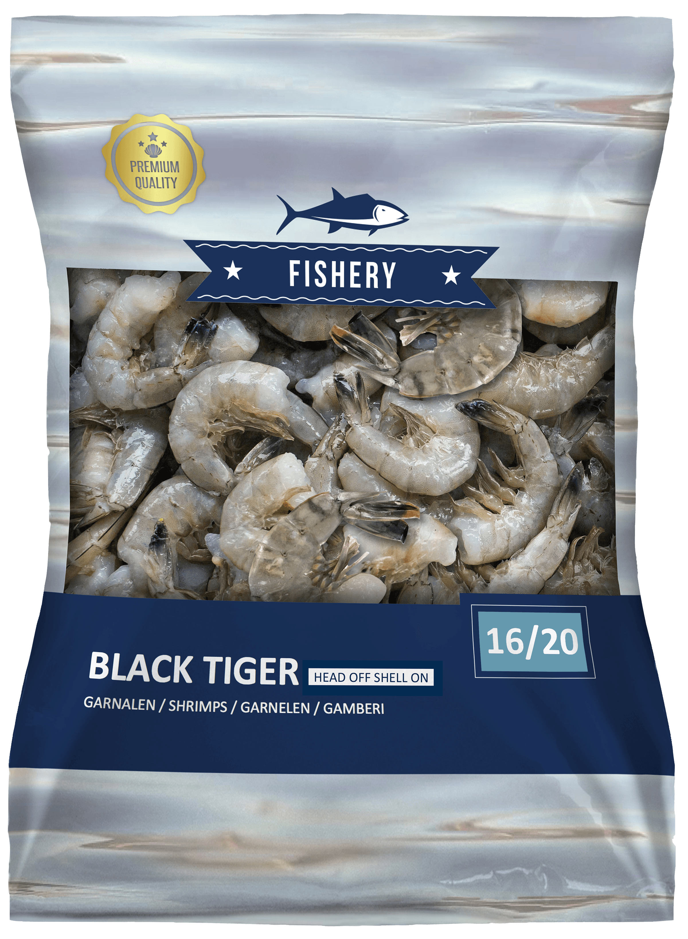 Black Tiger Garnalen 16/20 zonder kop met schaal