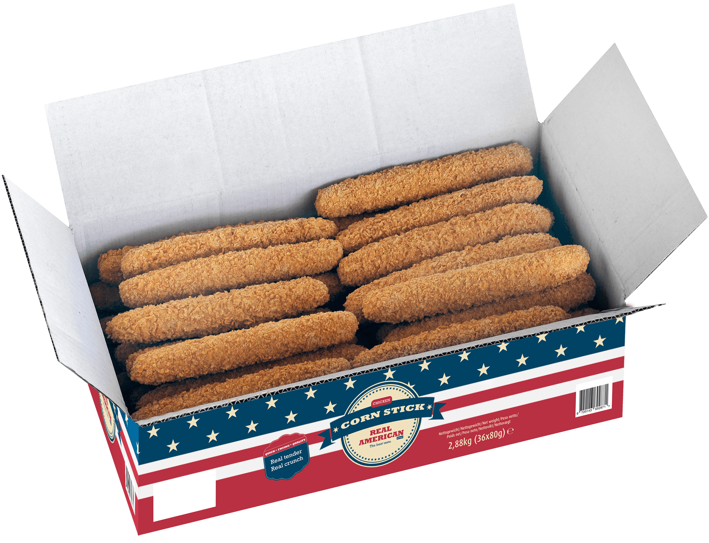 36 stuks Real American Kipkorn 80g