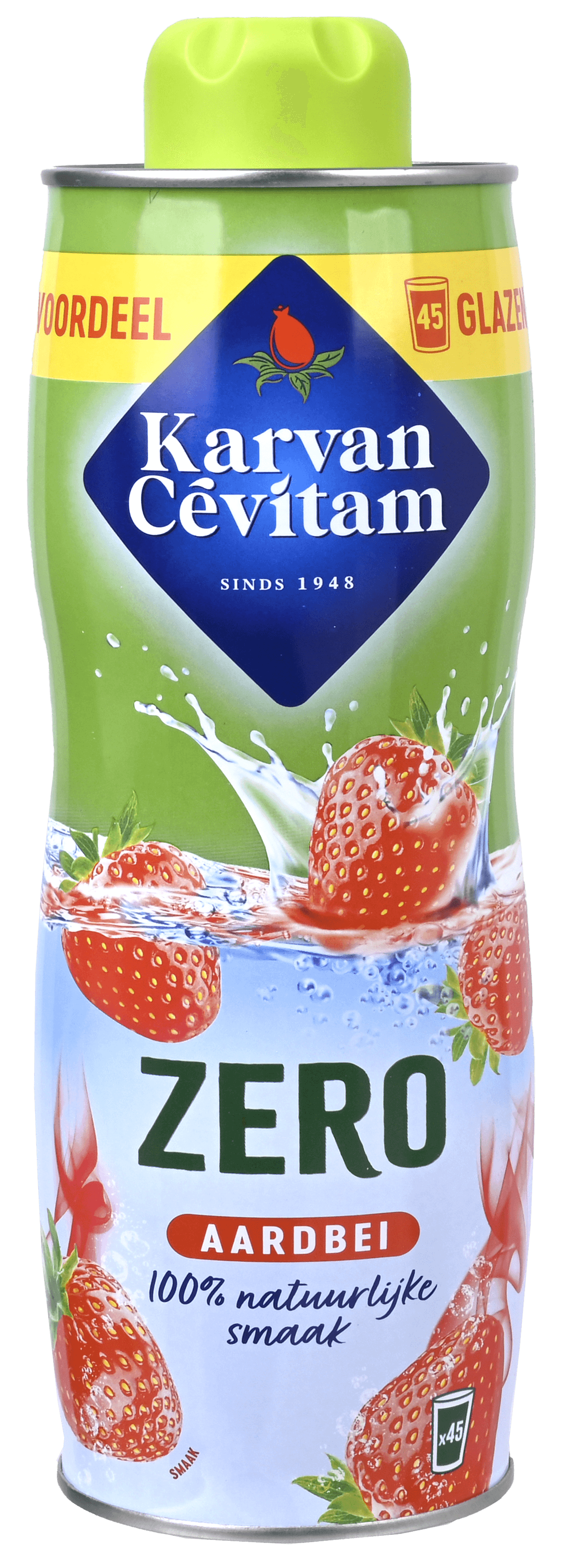 Fles Karvan Cévitam siroop zero aardbei rood 2 x 900 ml