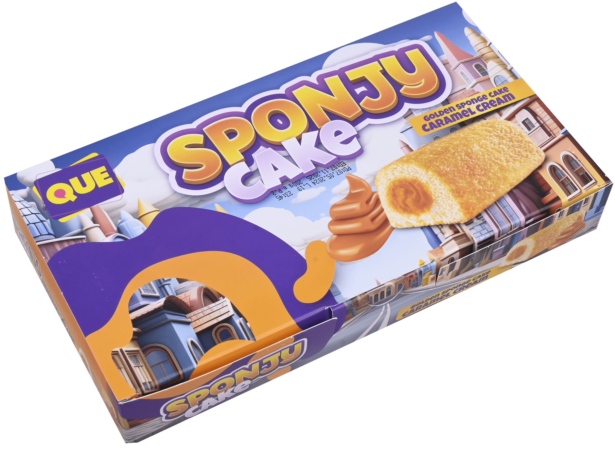 3 pakken Que Sponji Cake with caramel cream 200g
