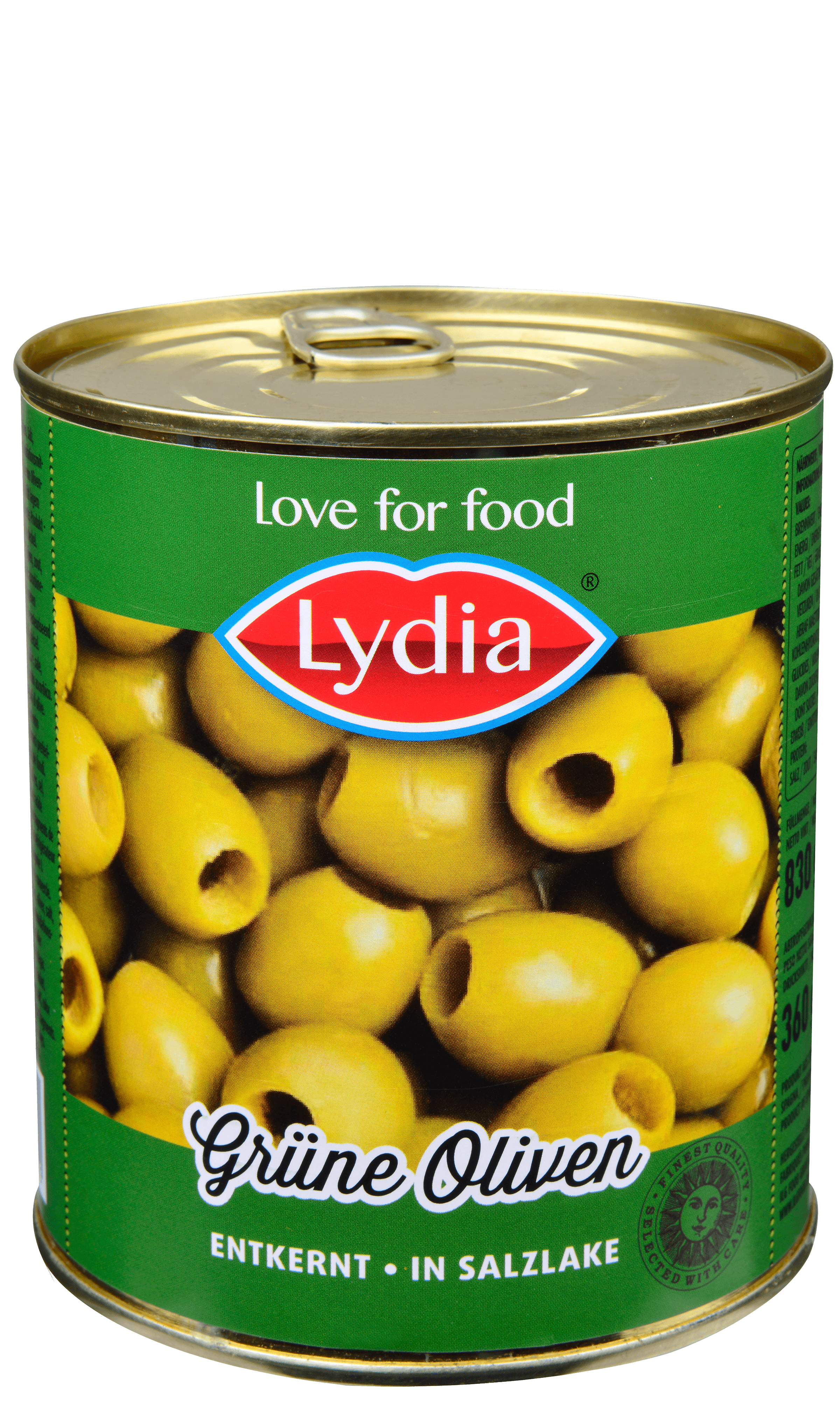 Lydia Kleine Groene Olijven zonder Pit 850ml