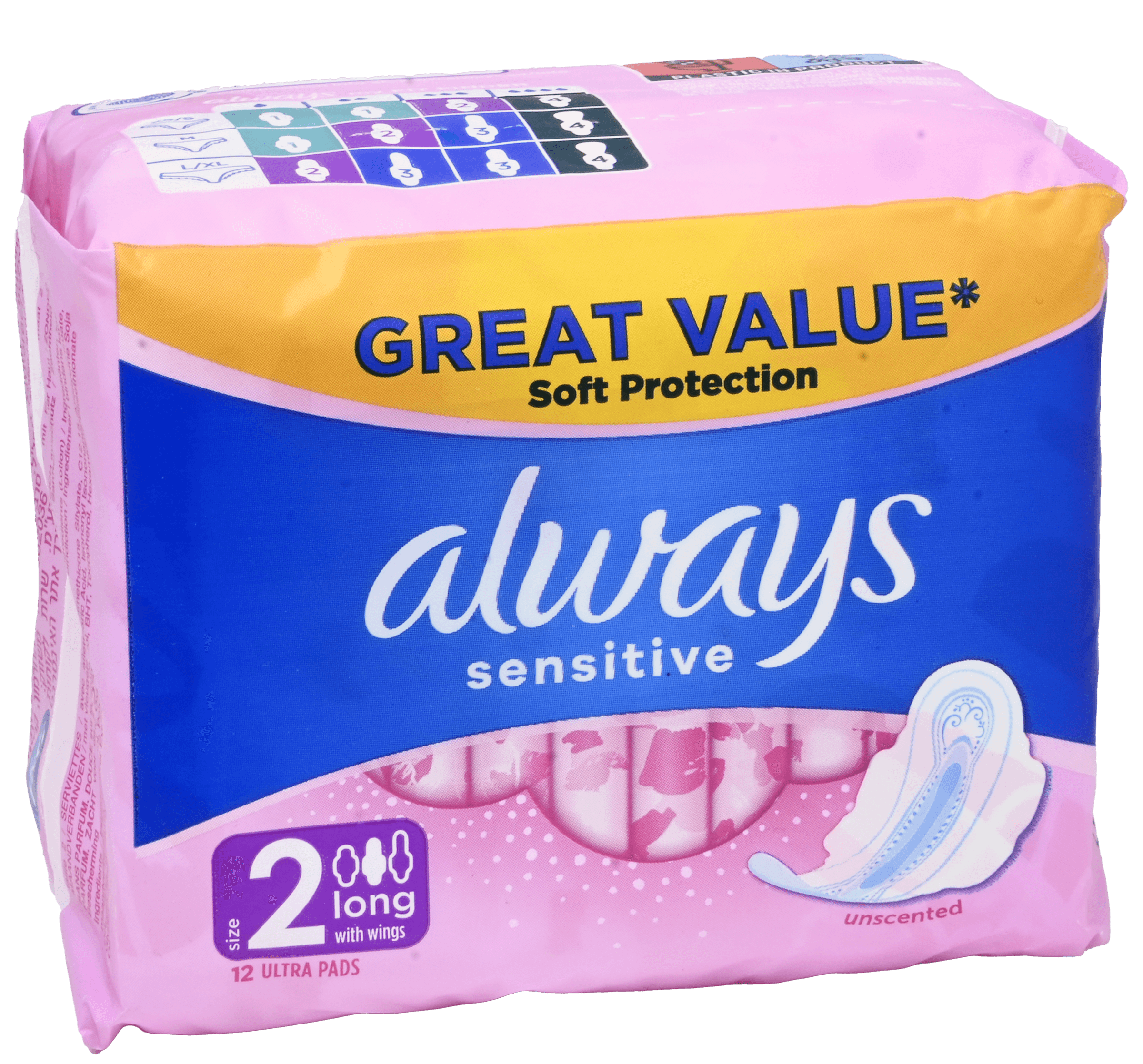 2 pakken Always Long Plus Sensitive 12st