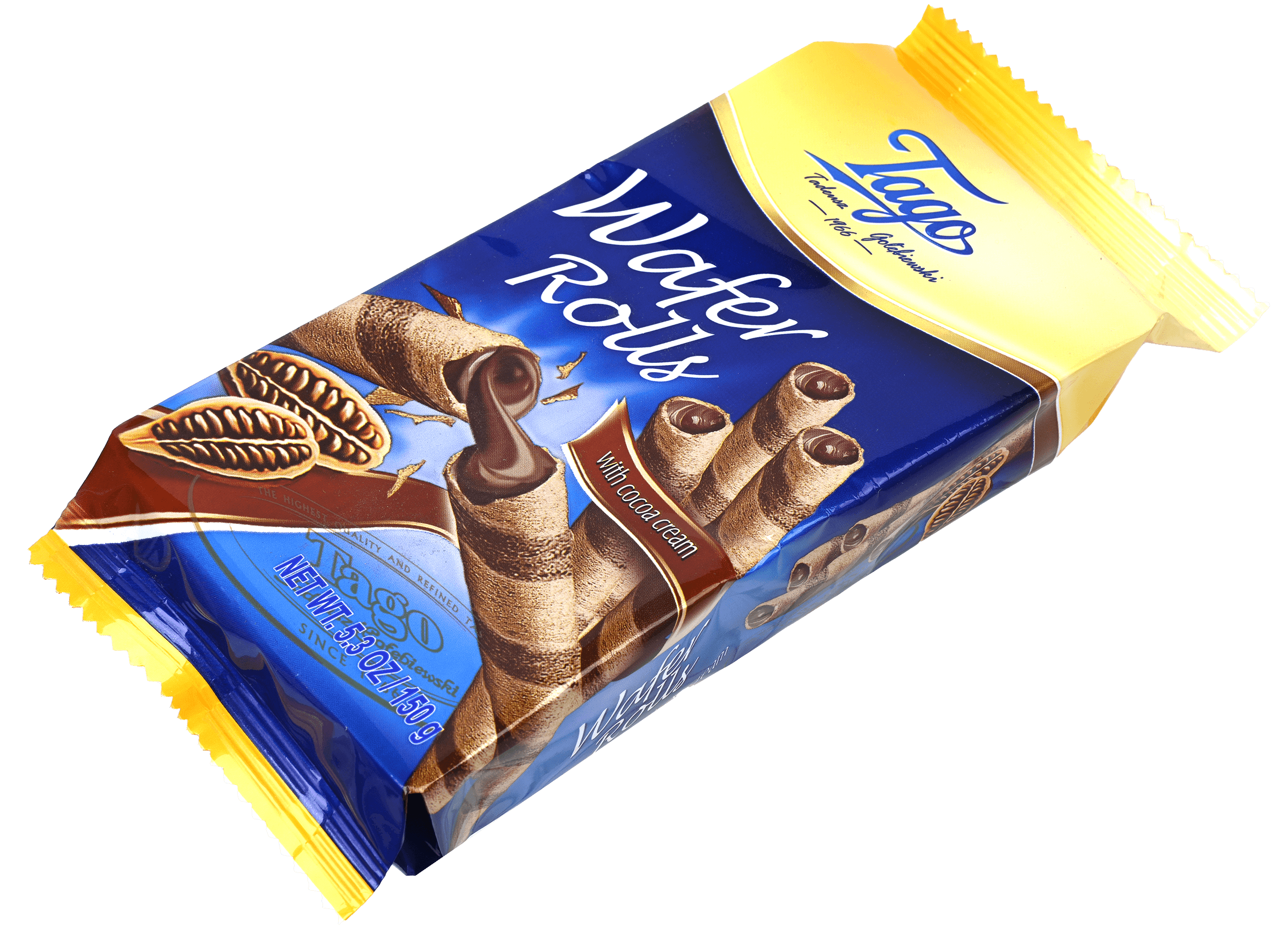 2 Pakken Tago Wafer Rolletjes Cacao Cream 150g