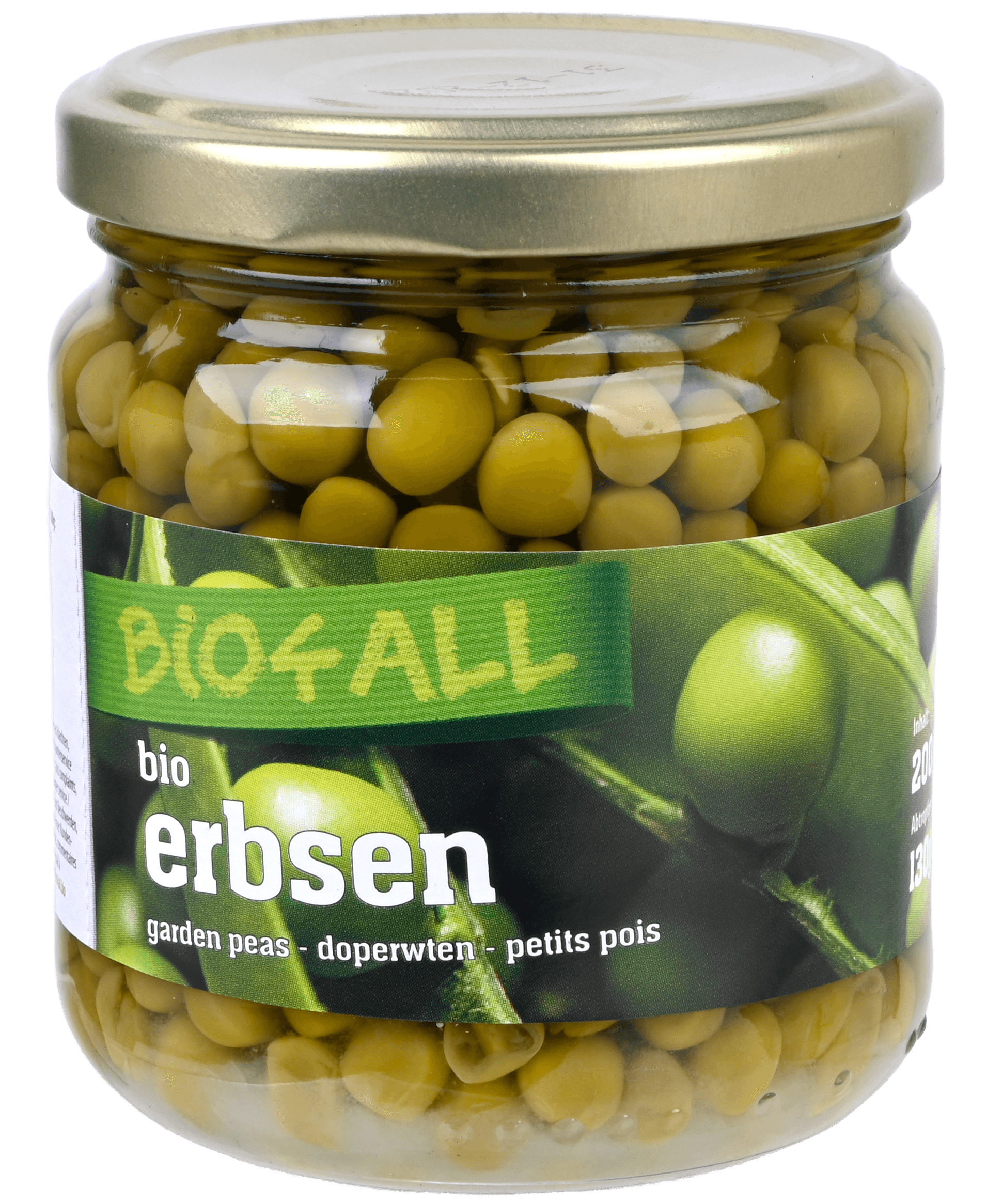 2 potten Bio4all Erwten 200g