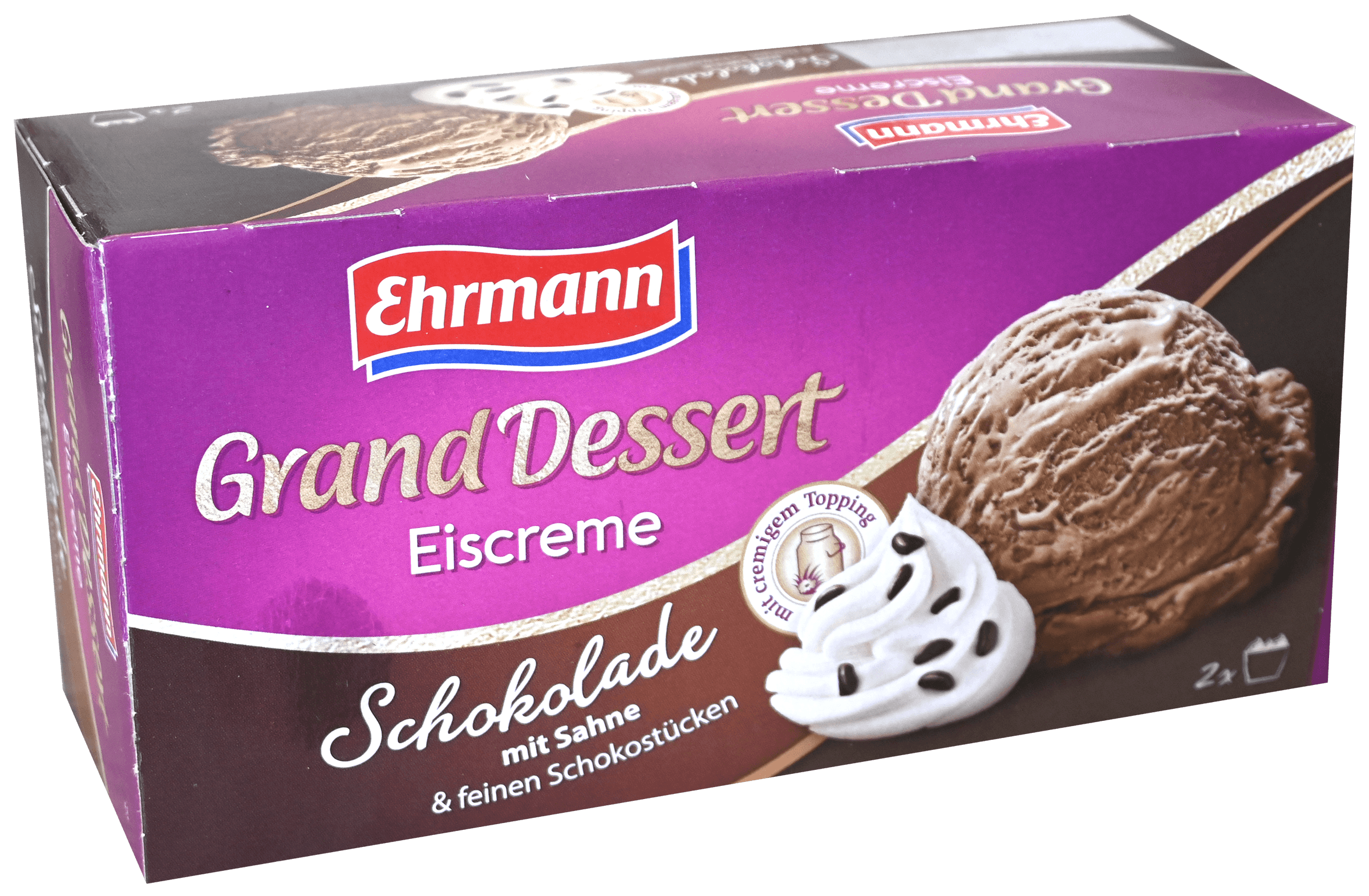 2 pakken Ehrmann IJs Chocolade 330ml