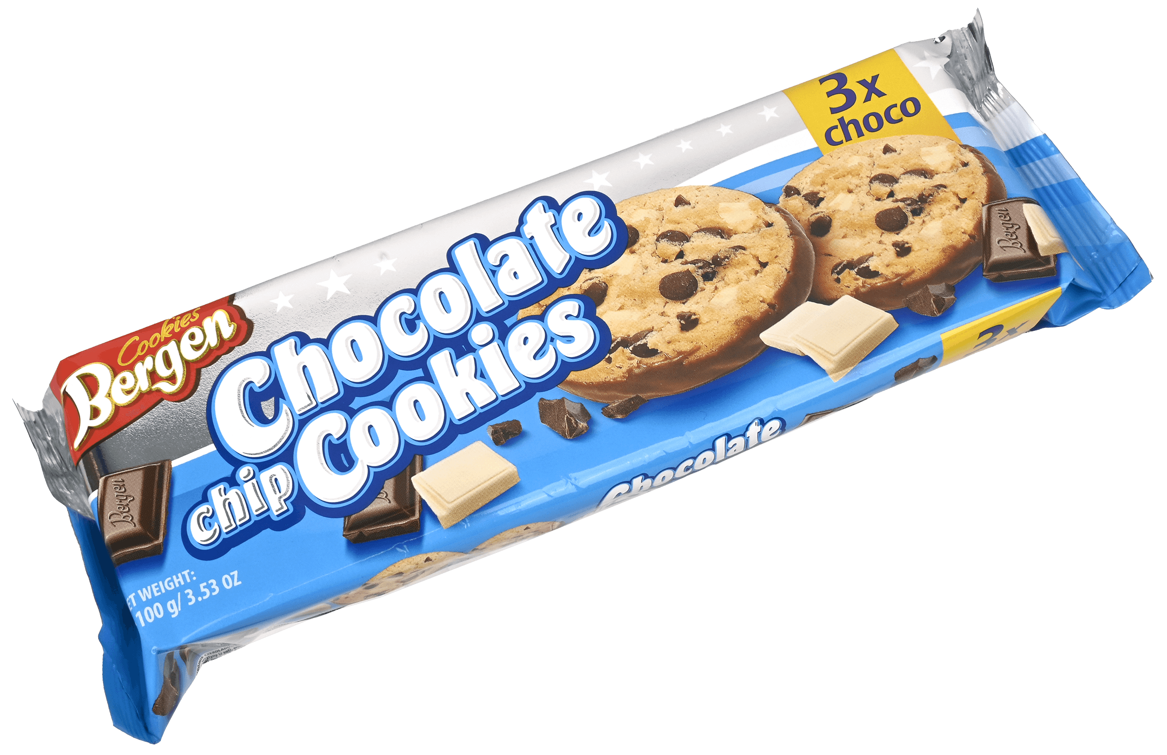 2 pakken Bergen Chocolate Chip Cookies 3x Choco 100g