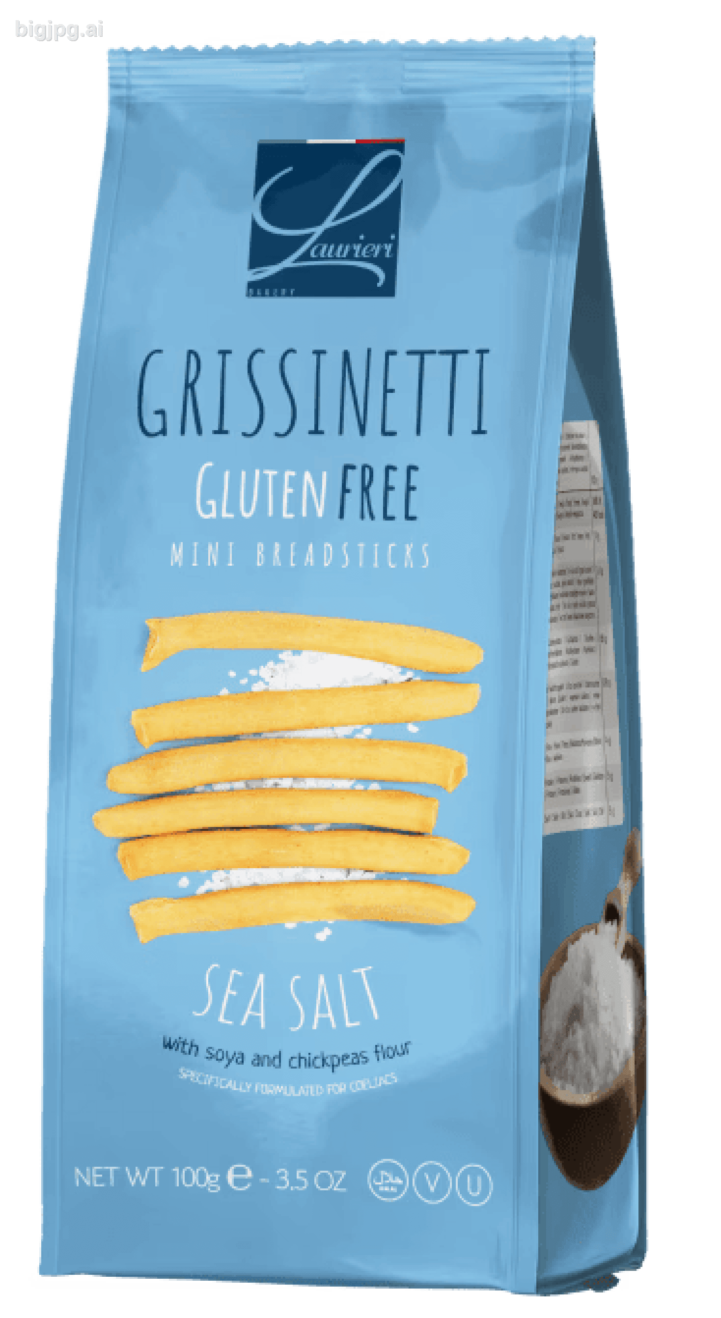 4 Zakken Laurieri glutenvrije grissini zeezout 100gr