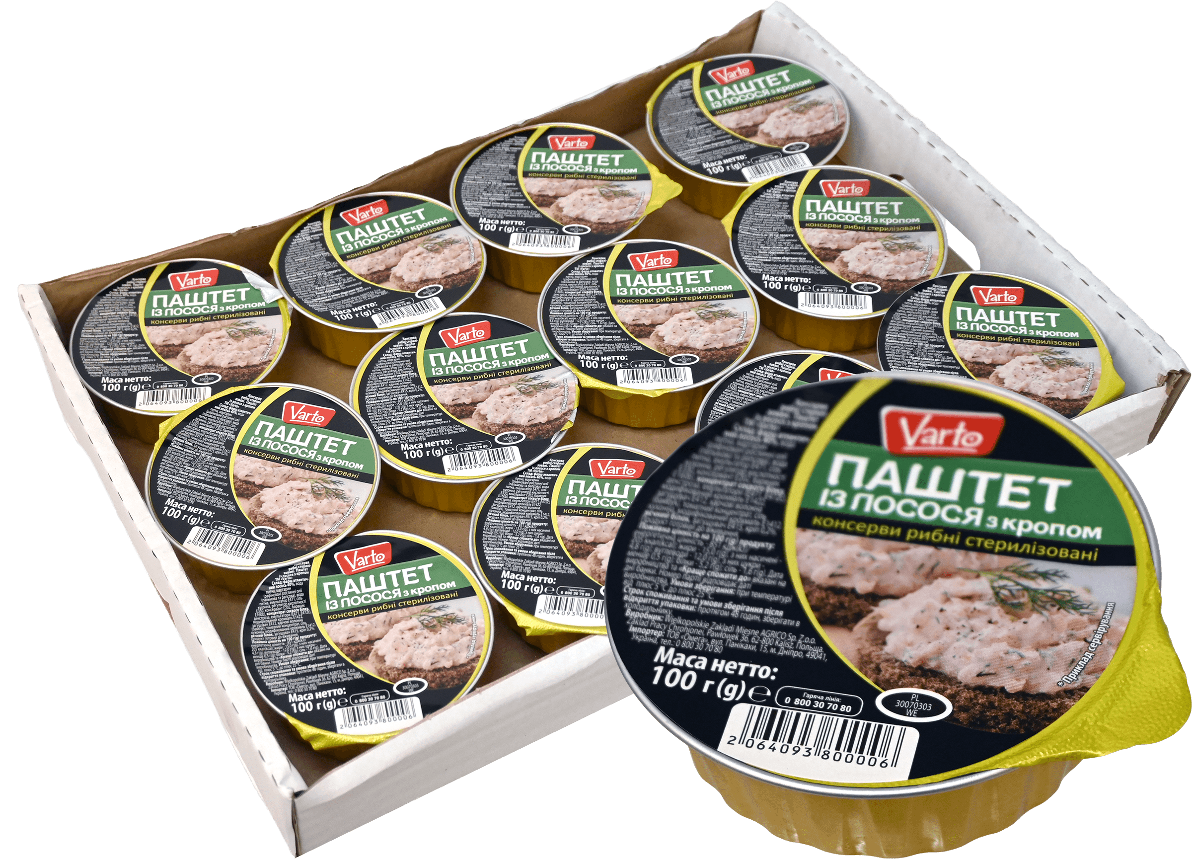 12 stuks Varto zalm pate met dille 100gr