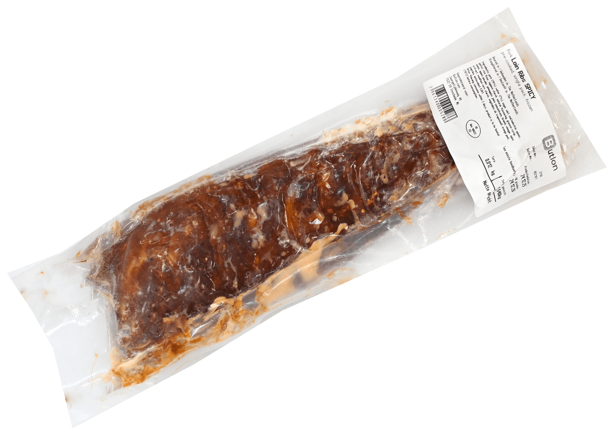 Spareribs langaam gegaard en gemarineerd spicy circa 500gr