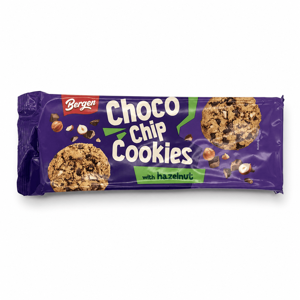 2 Pakken Bergen Choco Chip Cookies Hazelnut 85g