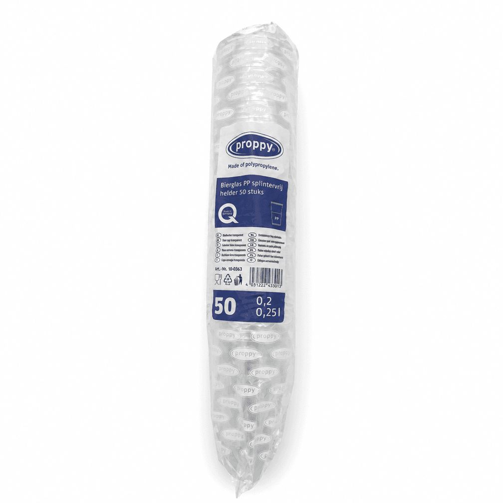 Pak transparante bierbekers 250 ml 50 stuks
