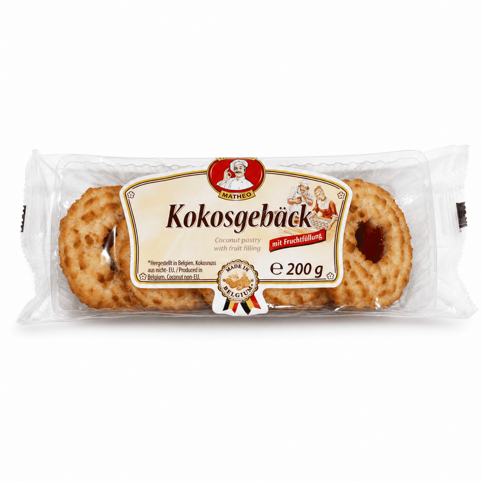 kokosgebakjes met fruitvulling 200g