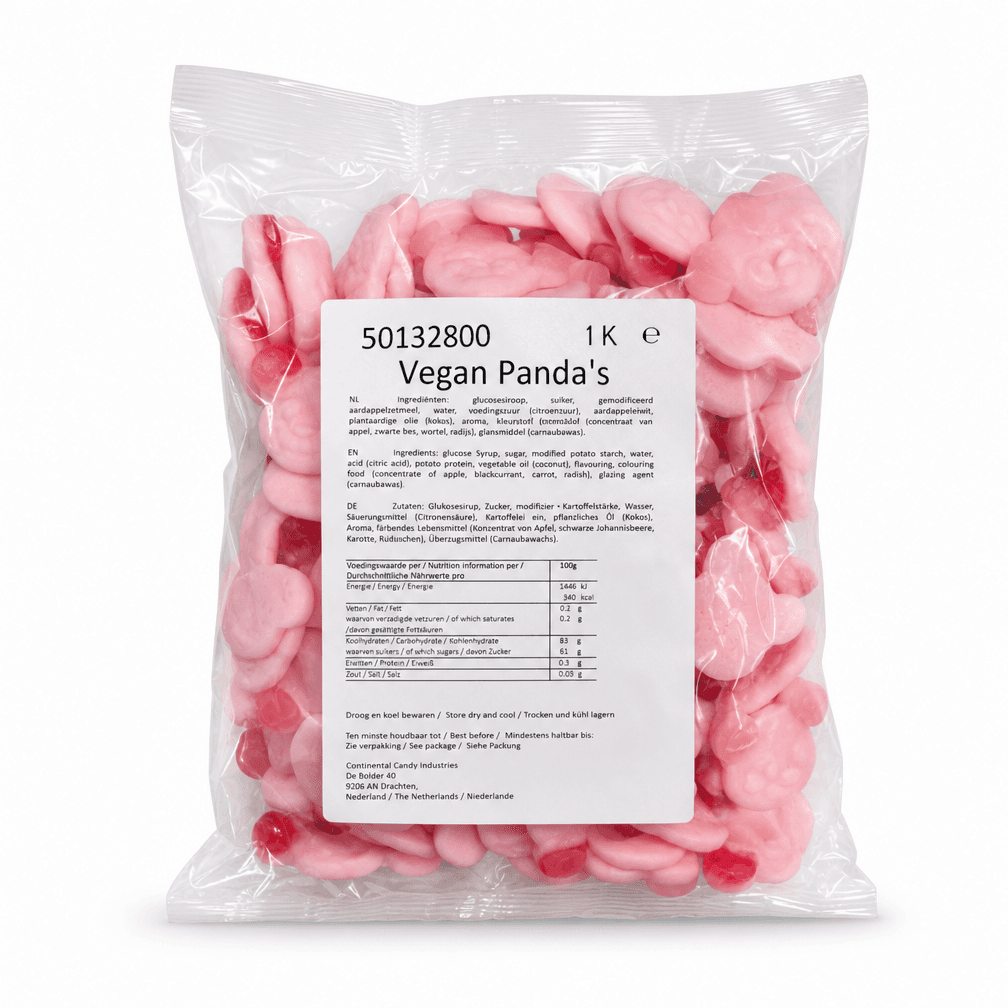 Zak Vegan Panda's fruitsnoep meerkleurig 1 kg