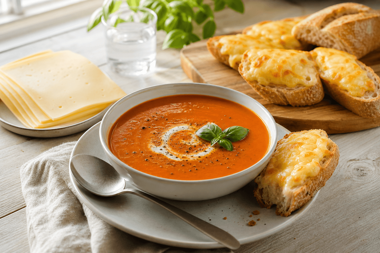 Tomatensoep met kaasbaguette