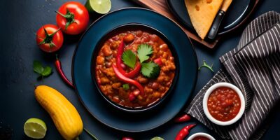 Plate beans with chili chili it