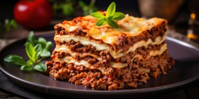 Traditional lasagna with rich bolognese sauce