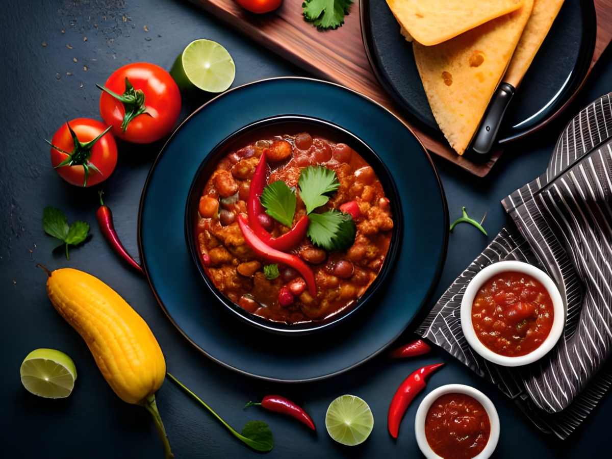 Plate beans with chili chili it