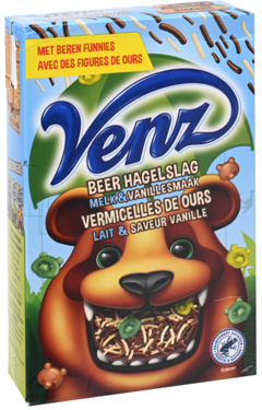 2 pakken Venz Beer Hagelslag Melk/Vanille 380g