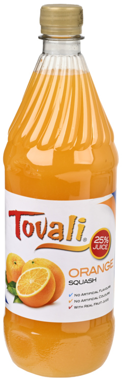 2 flessen Tovali Squash Drink Orange 1L
