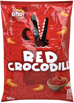 3 zakken OHO Red Croc Chips Ketchup 50g