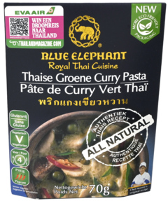 6 zakken Blue Elephant Groene Curry Pasta 70g