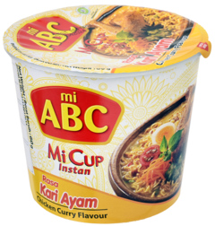 3 Stuks ABC CUP Chicken Curry Noodles 60g