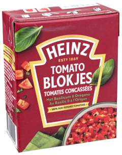 4 pakken Heinz Tomaten Blokjes met Basilicum 390g