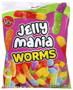 2 zakken Jelly Mania Candy Sour Worms 100g
