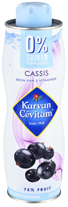 2 flessen Karvan Cévitam Cassis Siroop 0% Sugar 750ml