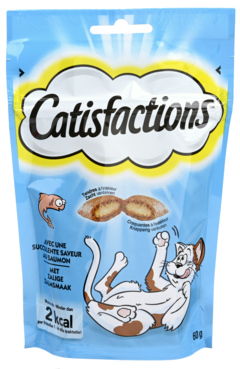 2 zakken Catisfactions Kattensnack Zalm 60g