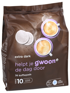 G'woon Koffiepads Extra Dark Roast 36st